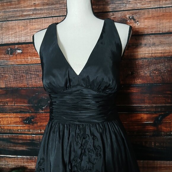 Davids Bridal Dress 10 Black Formal Halter Cross Back Full Embellished - Picture 3 of 10
